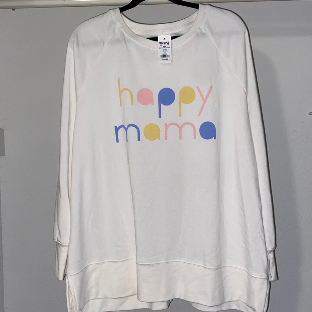 White SUPER SOFT happy mama crewneck sweatshirt
